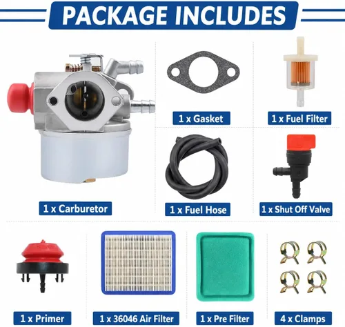 Vista 7 de FitBest 640025 640017B Carburador con filtro de aire 36046 Kit de afinación para Tecumseh OHH45 OHH50 OHH55 OHH60 OHH65 5.5HP 6.5HP OHH Enduro OHV