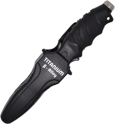 Vista 4 de Palantic BETA - Cuchillo de buceo de titanio con hoja de 5 pulgadas, resistente, libre de óxido, resistente a la corrosión con funda y correas