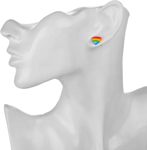 Vista 5 de Lux Accessories Juego de 6 aretes de tuerca Rainbow Equal Love Gay Pride, Diamante de imitación