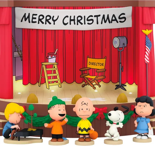 Vista 4 de Hallmark Keepsake Adorno de Navidad de Mesa 2025, La Pandilla de Snoopy Feliz Navidad, ¡Charlie Brown! con Luz y Sonido, Regalos para Fans de Snoopy