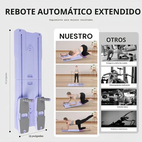 Vista 4 de Pilates Reformer Board Set - 2026 Foldable 8-in-1 Pilates Machine for Full Body Workouts, Ab Core Trainer with Resistance Bands, Portable Home