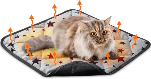 Vista 7 de Cama autocalentable para gatos, tapete autocalentable para perros, patrón de estrella, tapete térmico cálido para mascotas que refleja el calor