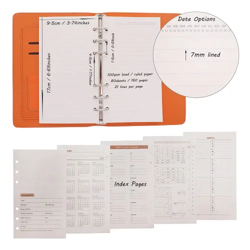 Vista 38 de HXRTANGS A5 Refillable Notebook, Ring Binder Journal Personal Organizer with Lined Paper + Planner Stickers + Subject Dividers + Index Tabs +