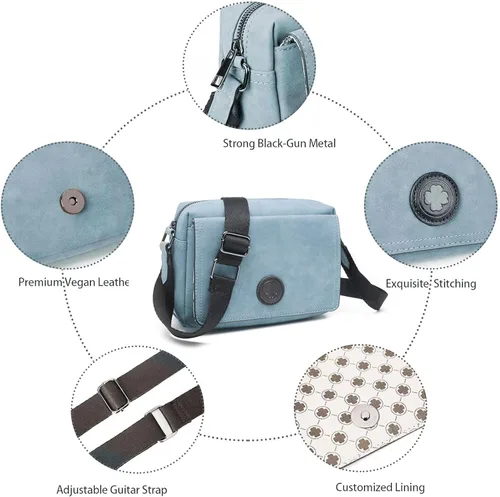 Vista 7 de Bolsos cruzados pequeños para mujer, bolsos cruzados de moda, bolsos cruzados de piel sintética con correa Gultar