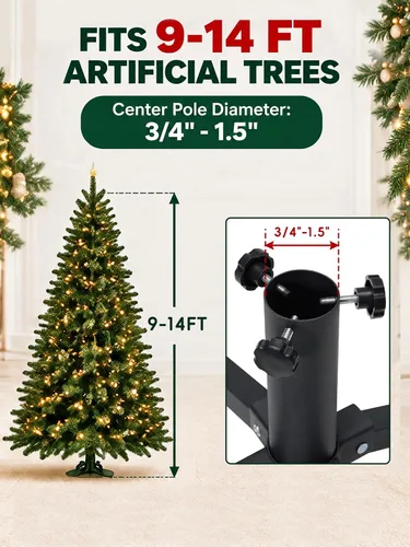 Vista 3 de Soporte para árbol de Navidad para árboles artificiales de 9 a 14 pies