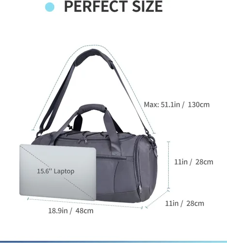 Vista 6 de Sportsnew Bolsa de gimnasio para mujeres y hombres con compartimento para zapatos y bolsillo húmedo, bolsa de deporte con soporte para esterilla