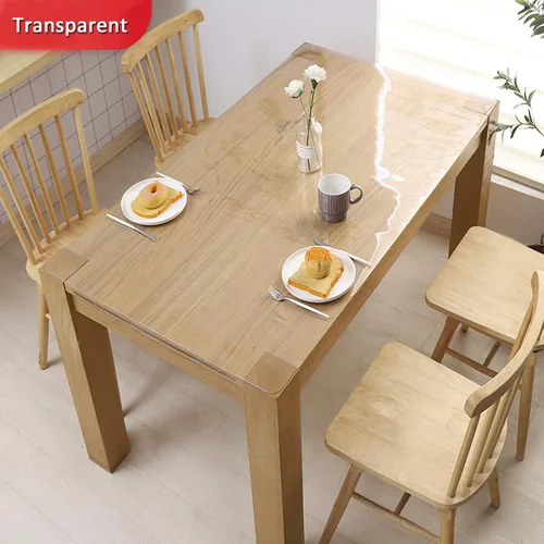 Vista 2 de Protector de mesa transparente de PVC de 0.079 pulgadas de grosor, impermeable, antiquemaduras, para tocador, café, comedor, mueble de TV
