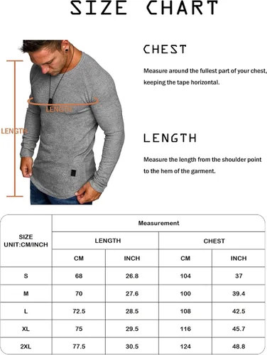 Vista 7 de Comdecevis Camiseta de manga larga con cuello redondo y corte ajustado para hombre
