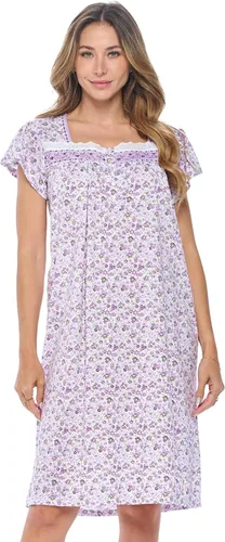 Vista 19 de Casual Nights Camisón de manga larga para mujer, diseño floral. Azul