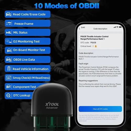 Vista 3 de Escáner OBD2 XTOOL Advancer AD20, Herramienta de Escaneo de Diagnóstico de Luz de Verificación del Motor para iPhone/Android, Escáner OBDII