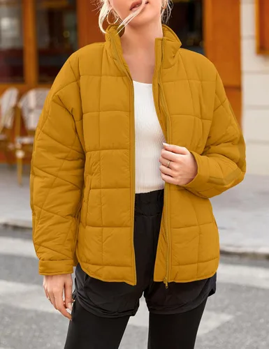 Vista 8 de LEANI Women's Oversized Lightweight Puffer Jackets Long Sleeve Zipper Short Down Coat with Pockets