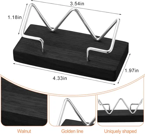 Vista 2 de Amyhill Tarjetero de madera para escritorio, 2 piezas, soporte para tarjetas de visita de madera, soporte para postales para escritorio de oficina