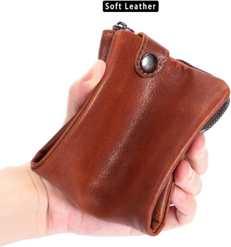 Vista 4 de Cenunco - Carteras de piel de vacuno para hombre estilo vintage con cierre de bolsillo