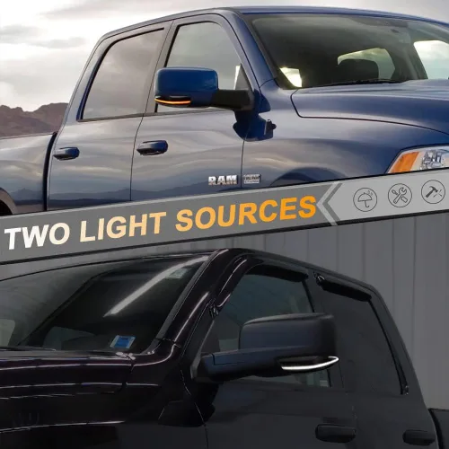 Vista 6 de Jinfili - Conjunto de luz de señal de giro LED secuencial ámbar para espejo lateral con luz para charcos blanca compatible con Dodge 2009-2018 Ram
