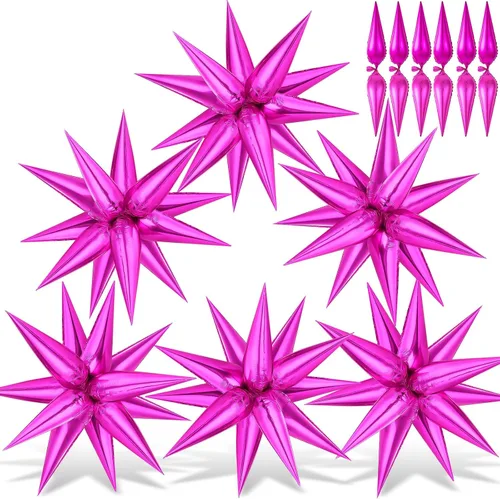 Vista 30 de 72 unidades de globos de estrella, grandes globos de cono de estrella metálicos de 26 pulgadas, globos de papel de aluminio de explosión colorida