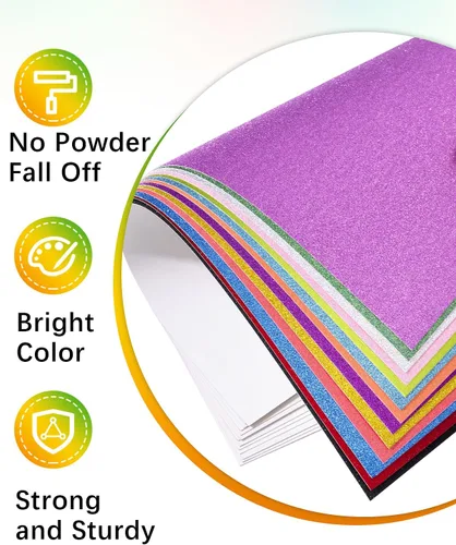 Vista 6 de Papel de cartulina con purpurina de 12 x 12 pulgadas, 92 libras, papel con purpurina de 92 libras, 60 hojas para álbumes de recortes, fabricación