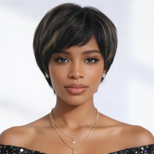 Vista 22 de Pelucas Honey Blonde sin pegamento para usar y quitar, pelucas de cabello humano cortas con corte Pixie para mujeres, peluca de cabello humano corta