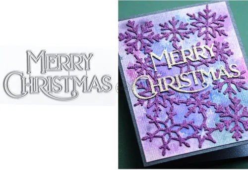 Vista 3 de DzIxY Troqueles de corte de metal de Feliz Navidad para kit de fabricación de tarjetas, troquelados, troquelados, plantillas de máquina de álbumes