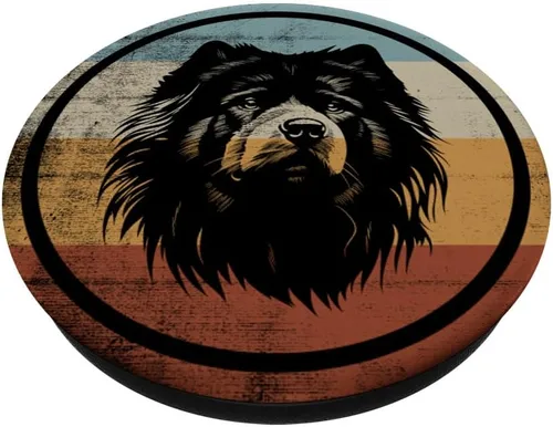 Vista 2 de PopSockets de perro de diseño retro vintage Chow Chow PopSockets intercambiables PopGrip
