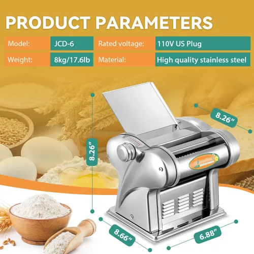 Vista 5 de Newhai Máquina Eléctrica Familiar para Hacer Pasta, Fabricante de Fideos, Rodillo de Masa para Espaguetis, Prensa de Acero Inoxidable 135W para Uso
