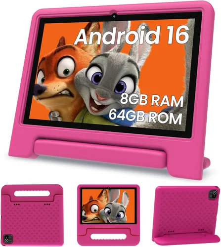 Vista 9 de ApoloSignage 2025 Tablet Android 15 para niños, pantalla HD de 10 pulgadas, procesador Octa-Core, 8 GB RAM, 64 GB ROM (expandible a 1 TB), con Azul