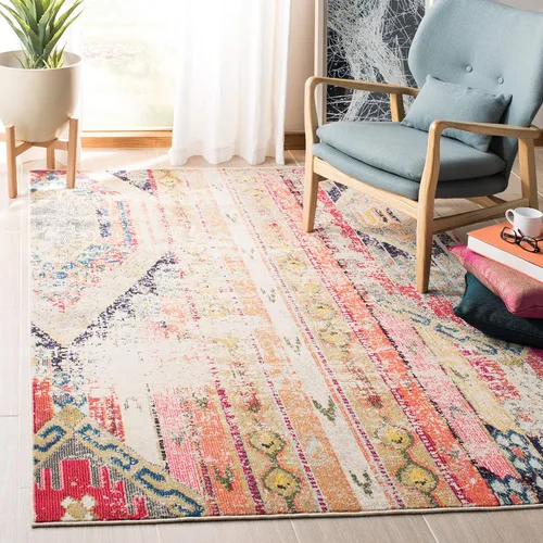 Vista 16 de SAFAVIEH Madison Collection - Alfombra decorativa de 2 pies 2 pulgadas x 4 pies, verde y naranja, diseño tribal envejecido, no desprende pelusa