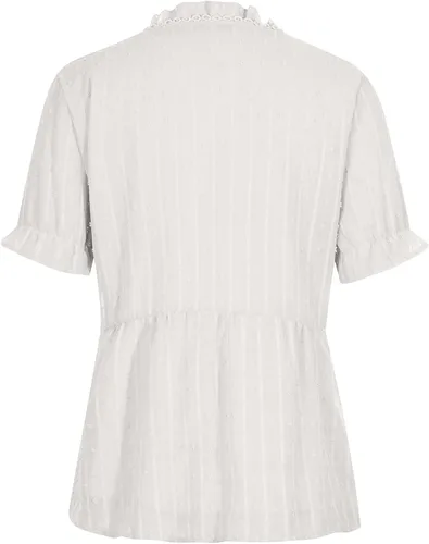 Vista 5 de Blusa de manga corta con cuello en V profundo para mujer, blusa casual de verano al aire libre, blusa de algodón y elastano