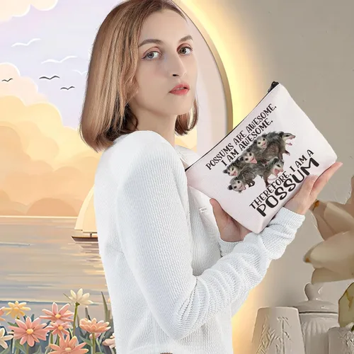 Vista 5 de LEVLO Zarigüeya Cosmética Bolsa de Maquillaje Zarigüeya Amante Regalo Zarigüeyas Son Impresionantes Bolsa De Bolsa De Cremallera De Maquill