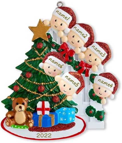 Vista 9 de Adorno familiar para árbol de Navidad 2024, adorno colgante para árbol de Navidad de 2024, adorno de familia de 2 nombres, adorno personalizado