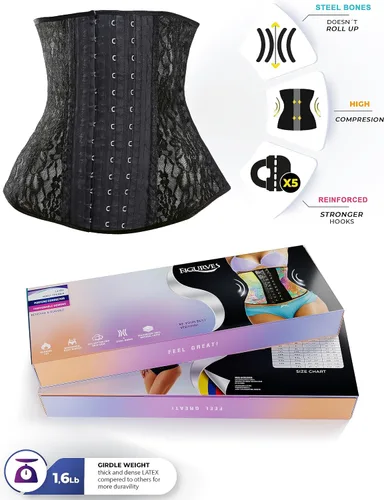 Vista 5 de Womens Latex Waist Shaper Faja Colombiana Lace