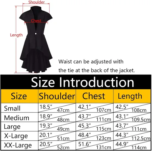 Vista 5 de Vnyeelfy Chaqueta steampunk para mujer, gótica, victoriana, renacentista, medieval