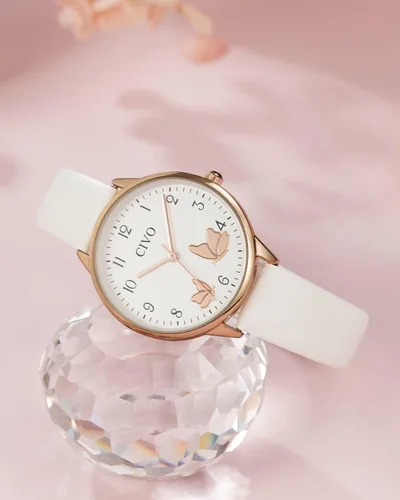 Vista 3 de CIVO Reloj de pulsera para mujer, correa de cuero, analógico, de cuarzo, impermeable, de moda, simple, fácil de leer, con exquisito dial de mariposa