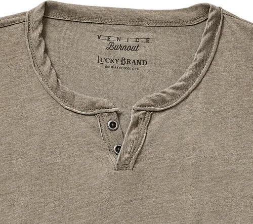 Vista 4 de Lucky Brand Venice Burnout - Camiseta de cuello con muesca y dos botones para hombre