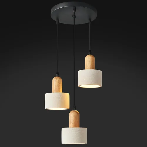 Vista 14 de Luces Colgantes Modernas de Cemento Gris Araña Lámparas de Techo de Madera para Isla de Cocina Dormitorio Comedor Sala de Estar Bar (Paquete de 2)