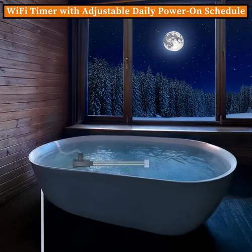 Vista 5 de Calentador de agua de inmersión portátil eléctrico sumergible de 2000 W con temporizador WiFi y apagado automático para piscina sobre el suelo