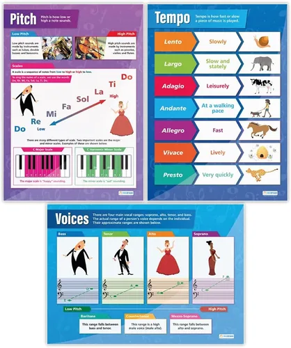 Vista 4 de Daydream Education Pósteres de música para el aula – Juego de 5 pósteres de elementos musicales – Extra Grande – 33.5 x 24 pulgadas – Laminado