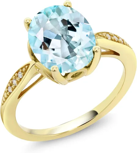 Vista 14 de Gem Stone King Anillo de compromiso de oro amarillo de 14 quilates de 2-3 quilates con piedra preciosa ovalada de 0.394 x 0.315 in y diamantes