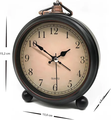 Vista 6 de TooTa - Reloj despertador analógico retro vintage, 4.5 pulgadas, súper silencioso, sin tictac, con luz nocturna, funciona con pilas, diseño simple