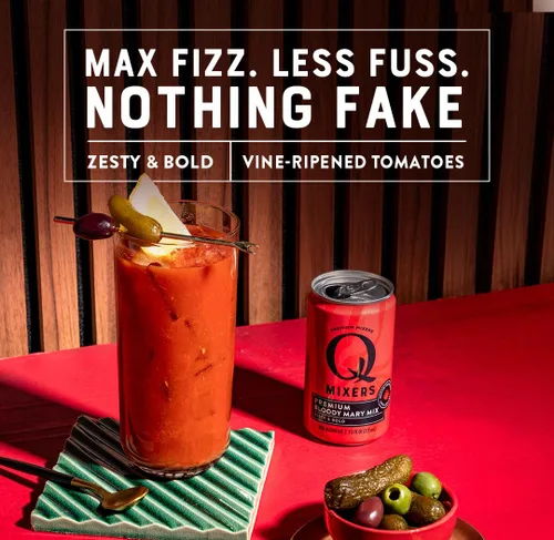 Vista 6 de Q BLOODY MARY MIX, Tomates maduros reales con 7 hierbas y especias, ideal para cócteles y cócteles sin alcohol, hechos con ingredientes reales