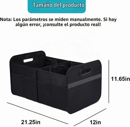 Vista 2 de Organizador de maletero de coche, caja de almacenamiento auto plegable de múltiples compartimentos con 4 bolsillos, contenedor de maletero de coche