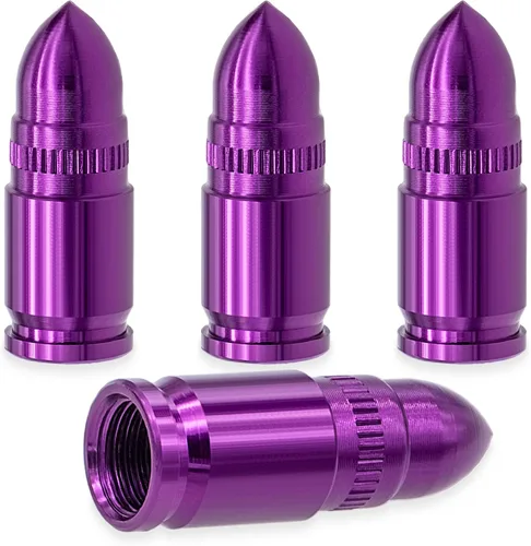Vista 25 de 4 piezas tapas de válvula de neumático estilo bala, resistentes a la corrosión, cubiertas universales de válvula de neumático de aleación