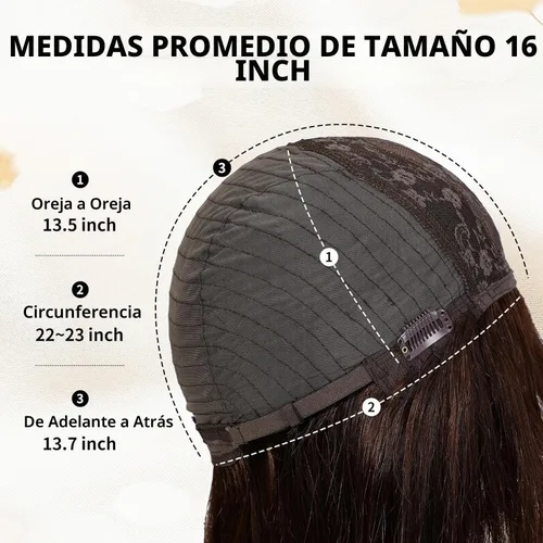 Vista 7 de KKU Pelucas de cabello humano de 16 pulgadas para mujer, peluca de cabello lacio en capas con flequillo, realismo natural, pelucas de cabello real