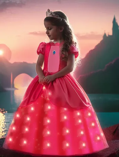 Vista 5 de Disfraz de princesa para niñas, vestido iluminado para Halloween, carnaval, cosplay, fiesta de cumpleaños