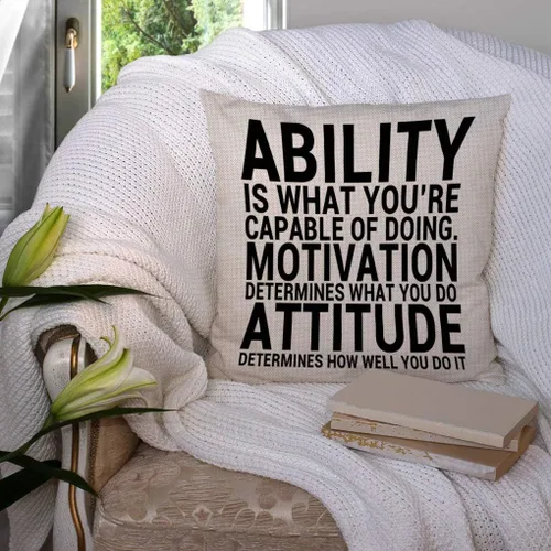 Vista 3 de SSOIU Ability is What You're Capable of Doing Motivation Attitude - Funda de almohada cuadrada de lino y algodón, funda de cojín decorativa