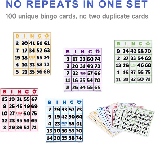 Vista 5 de GSE - Tarjetas de juego de bingo jumbo con números de fácil lectura, 100 hojas de bingo reutilizables