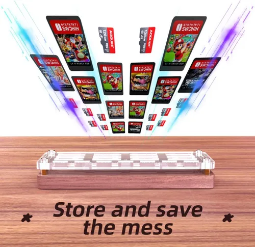 Vista 3 de FEIFANZHE Switch Game Storage - Funda de madera para tarjetas de juegos de Nintendo Switch, soporte para tarjetas de juego, caja de almacenamiento
