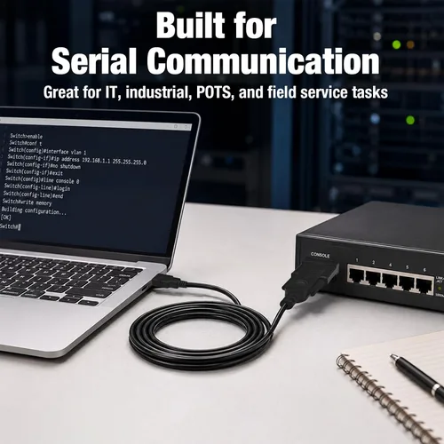 Vista 9 de Cyberguys! USB-A to RS232 DB9 Male Serial Cable with FTDI Chipset, 6 FT