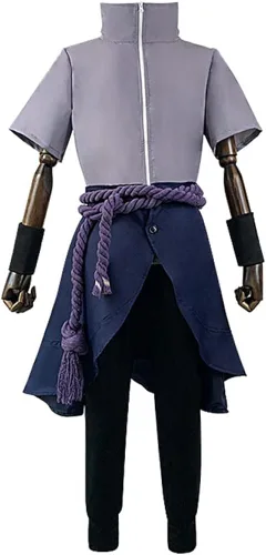Vista 3 de Disfraz de Uchiha de Sasuke para cosplay con peluca, bata de Halloween
