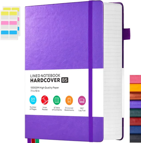 Vista 15 de FOCUS DAY Cuaderno de tapa dura 8.5 x 11, cuaderno de 320 páginas tamaño A4 grande para la universidad con líneas para la escuela y el trabajo, gran