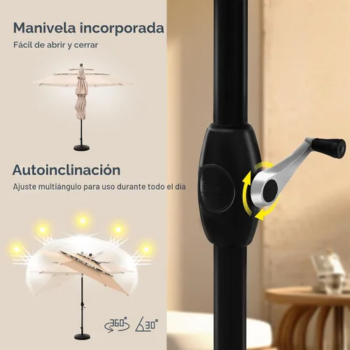 Vista 7 de PHI VILLA Juego de comedor de patio de 5 piezas con sombrilla de 10 pies (beige), juego de mesa y sillas para exteriores con sillas de comedor